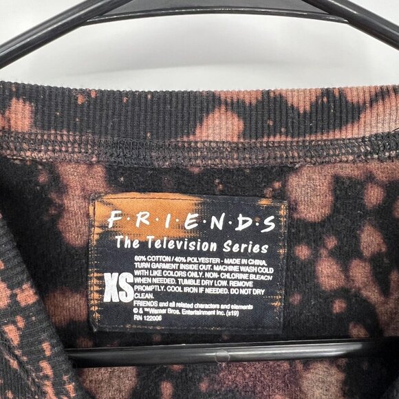 Friends TV Sweatshirt Black Bleached Crew Neck Pullover Long Sleeve - Picture 3 of 9